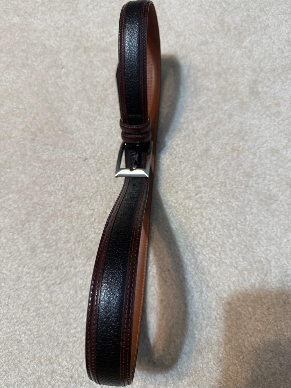 Men's Johnston&Murphy Two-Tone Leather Belt in Black and Brown